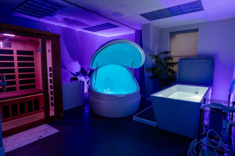 Recovery suite — float tank, cold plunge, and sauna